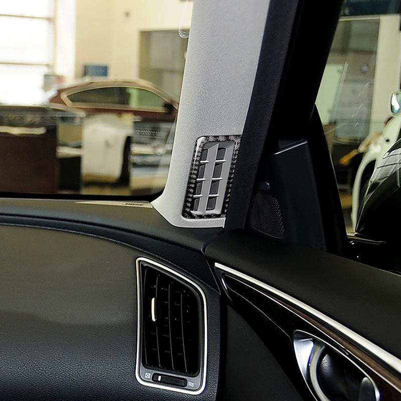 Für Infiniti Q50 Q60 2013- 2PCS Real Carbon Fiber Vordere Säule Air Vent Outlet Abdeckung Trim Auto Innen liefert Auto