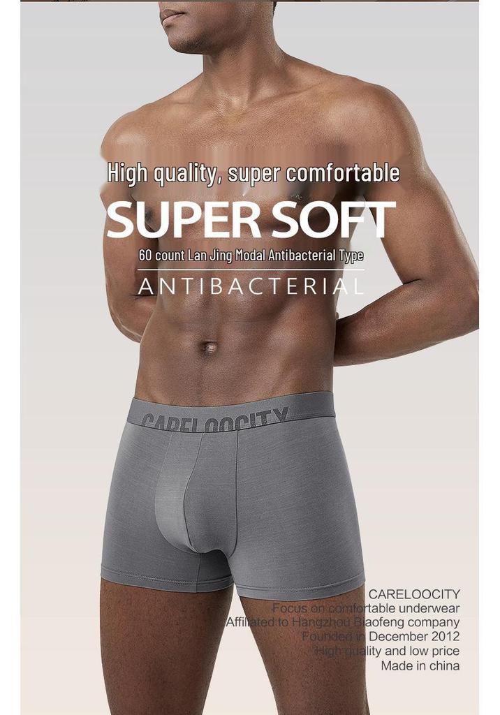New Breathable 60s Modal Antibacterial Men's Boxer Briefs - Solid Color