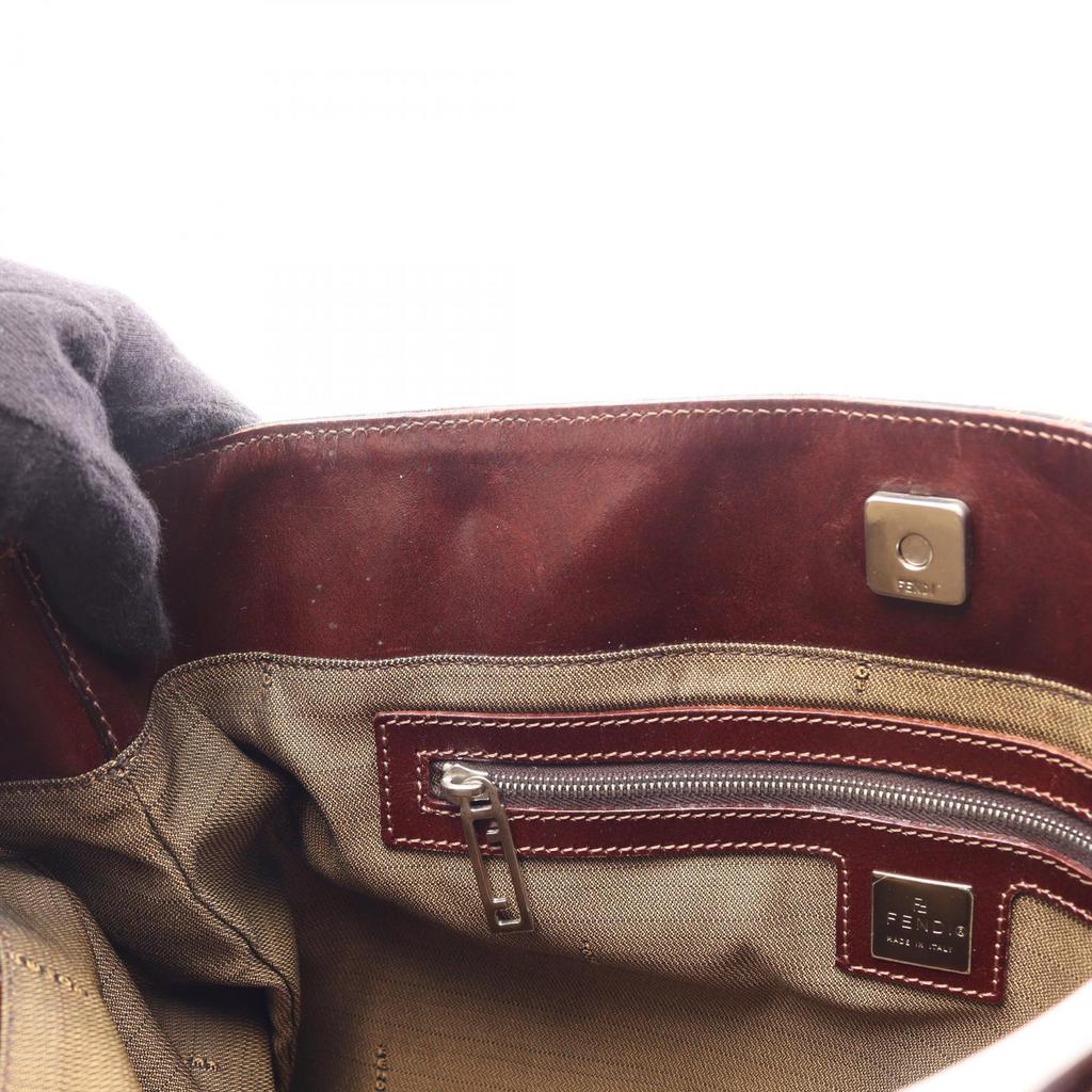 Used FENDI Zucca Tote Bag Tote Bag Canvas Leather Brown Black Used Women