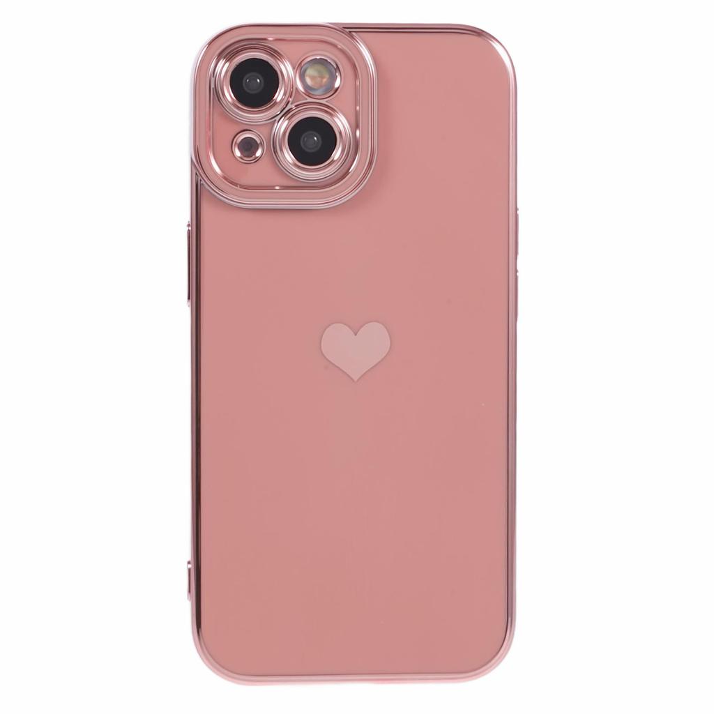 For iPhone 15 Plus TPU Case 6D Electroplating Love Heart Phone Cover