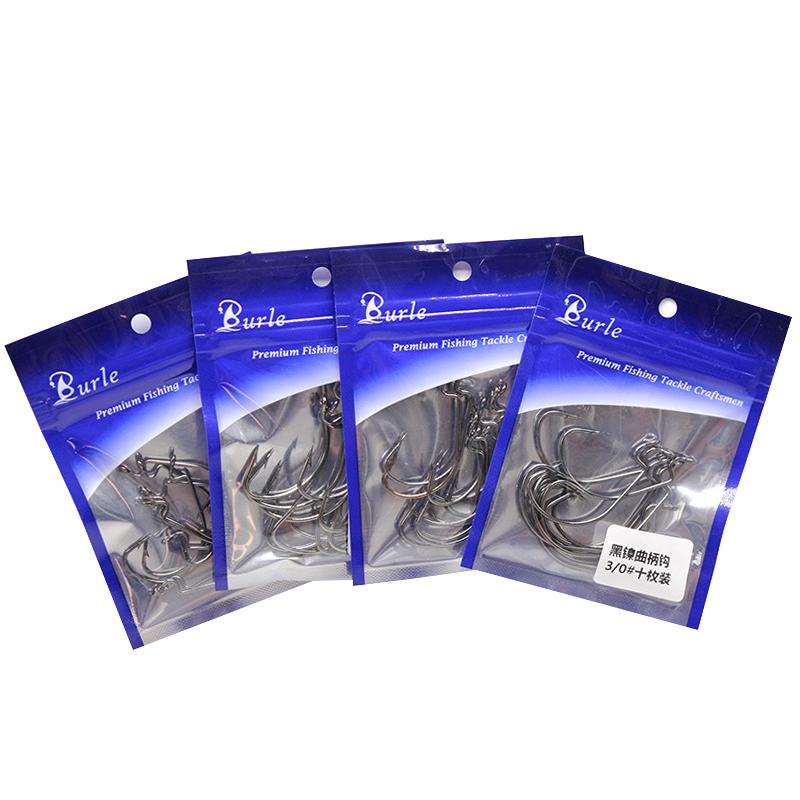 10Pcs Wide Belly Bend Handle Black Nickel Red Nickel Crank Hook Multiple Specifications Luya Crank Hook Fishing Gear