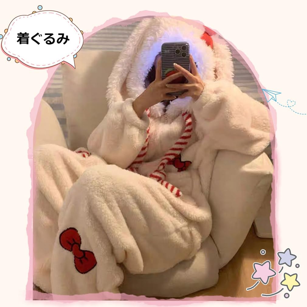 Flanelové Kigurumi Pyžamo Králík Nadměrná Velikost s a Nadýchaný Zvířecí Kostým na Podzim a Perfektní pro Doma a Zůstat v Teple [MTKCNTL] Dámská Kapuce,
