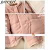 BITCED Fleece-Lined Thickened Cotton Jacket Quilted Short-Length Cotton Coat for Women Autumn/Winter Literary Minimalist Cotton-Padded Outerwear