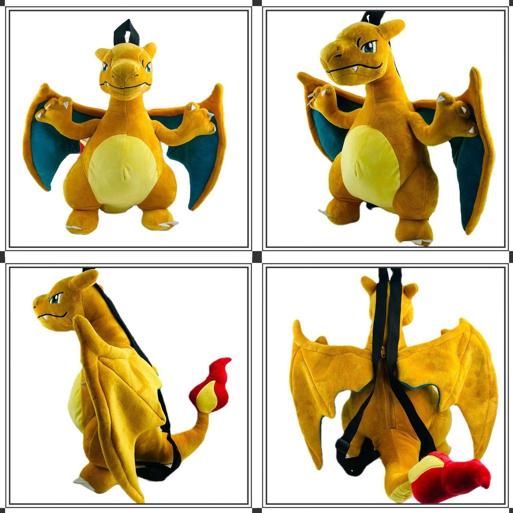 Large Eevee Charizard Gengar Piplup Mimikyu Plush School Backpack for Kids