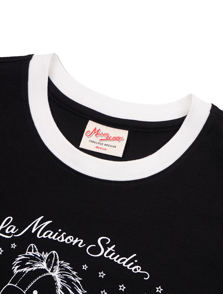 LA MAISON STUDIO Toy Pony Slim Fit Short Sleeve T-Shirt Black Cream (Fcg2Ts768W)