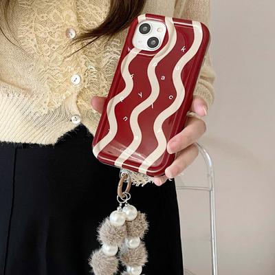 Ins Bracelet Lucky Happy Art Wavy Imd Silicone Soft Phone Case For Iphone 14promax 14 11 12 Pro Max 13 Promax Plus Back Cover