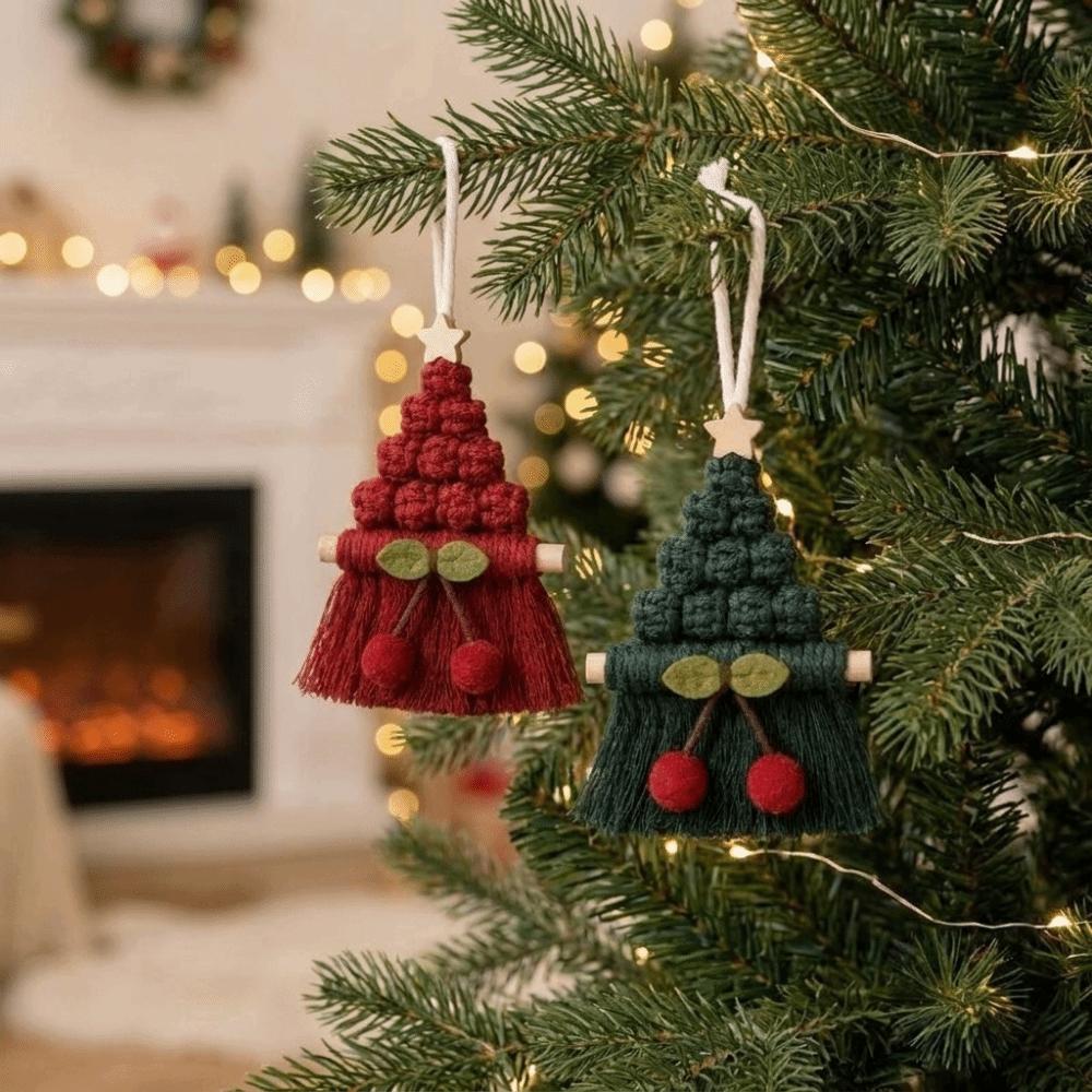 Hand Woven Xmas Tree Hanging Pendant Tassel Design Christmas Wall Pendant Christmas Gift