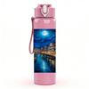1PC Venice Night River City View Print 750ml Color Plastic Sports Water Bottle Leakproof Flip Straw Lid Suitable for Sports Office Home Use
