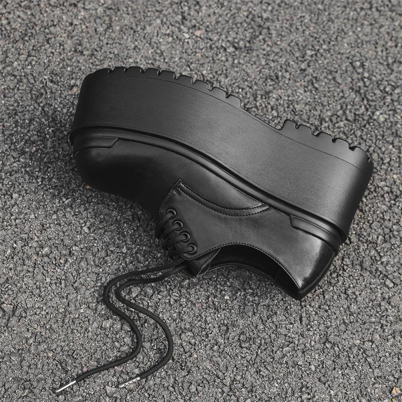 Thick Sole Heightening 10Cm Derby Shoes Men'S British Style Casual Muffin Shoes Niche Big Head Leather Shoes 66645-J