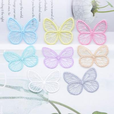 20Pcs 46*39mm Exquisite Handmade Mesh Butterfly Patches Scrapbooking DIY Stick On Patches Flatback Decor Embellishment Accessories