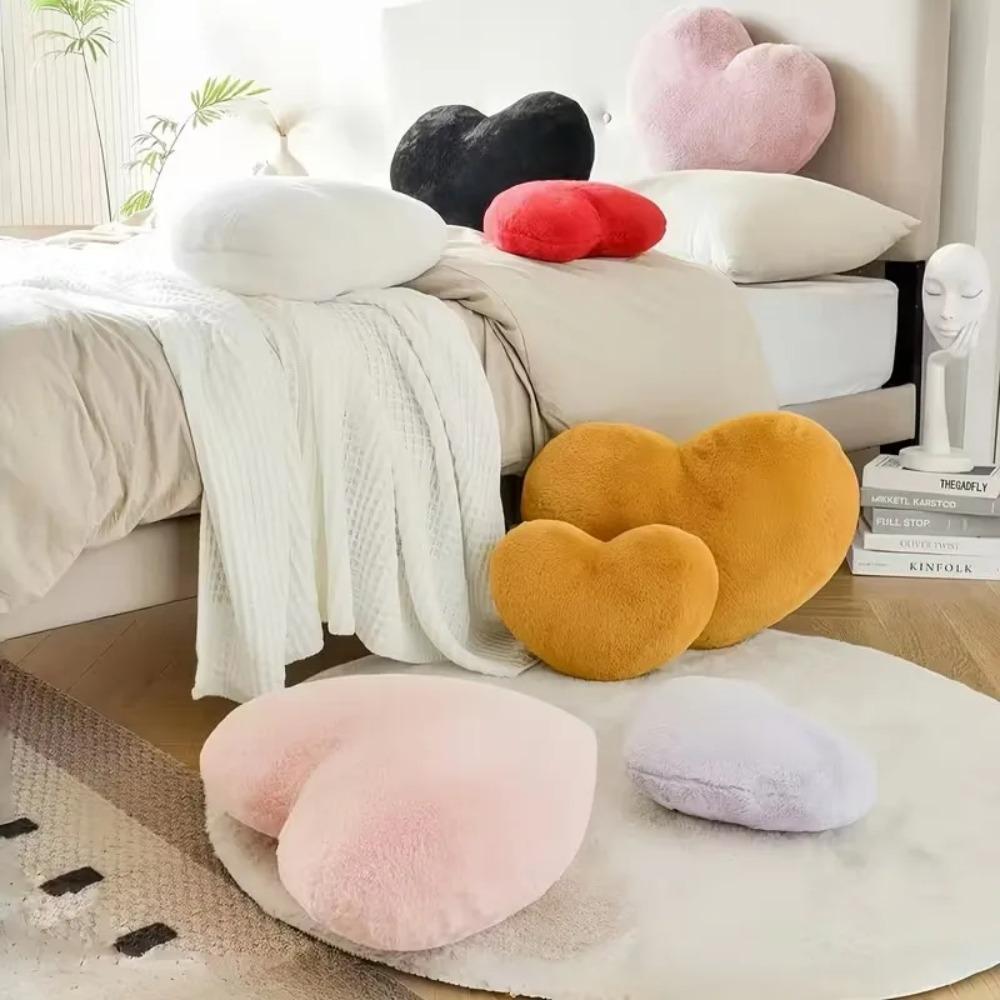 Valentines Day Gift Heart Pillow Cute Fuzzy Throw Pillow for Home Decor Photo Shoot Prop Romantic Decorations Cushion