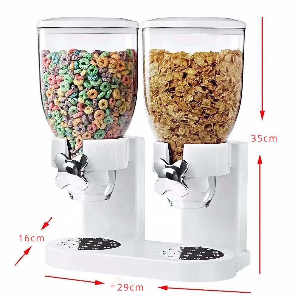Dry Food Dispenser Dual Control Dry Food Cereal Dispenser Storage Boxes Food Container Round