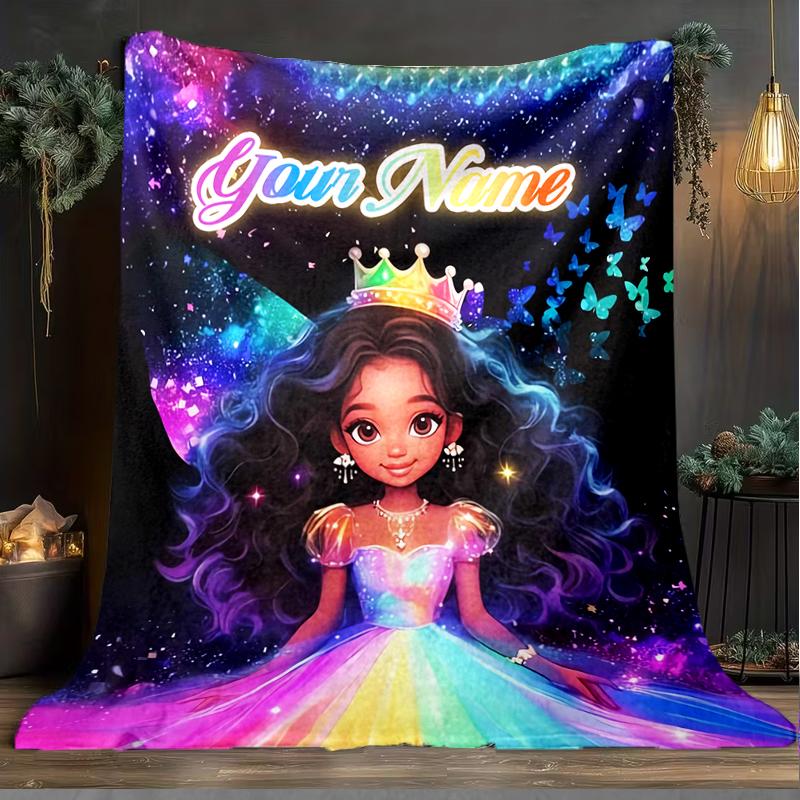 1PC Custom Name "Magical Princess Galaxy" outdooor Flannel blankets Patterns Throw Blanket All-Season Soft Gift for Couch, Bed, Camping gifts