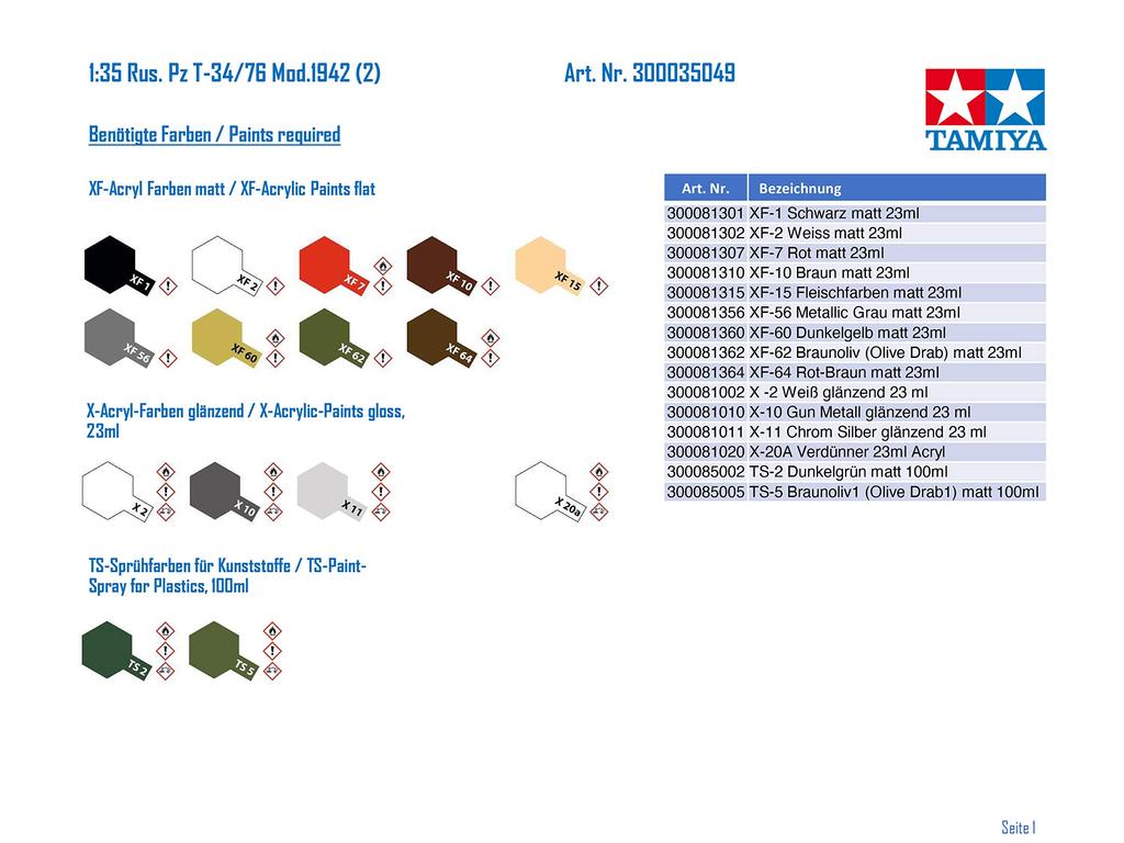 Tamiya Military Miniature Series 49 Soviet Tank 1942 Model Plastic Model 35049 1/35 No. T34/76