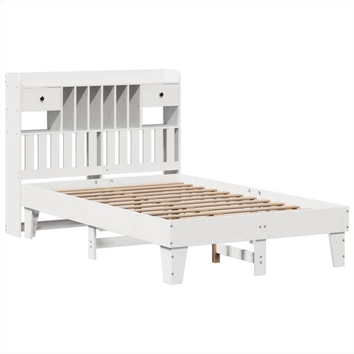 VidaXL Cadre de lit sans matelas blanc 135x190 cm bois de pin massif, meuble de chambre à coucher, sommier, lit en bois, 3308859