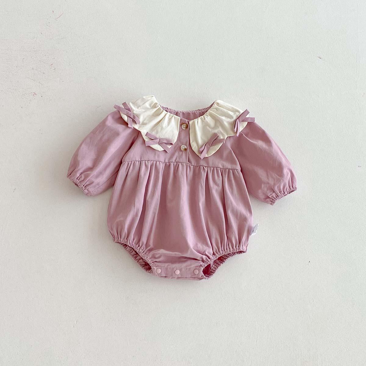 

2025 Autumn Girls Bow Lapel Romper & Dress Outfit 66 cm