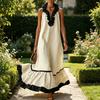 Women's Summer Halter Maxi Dress Ruffle Trim Sleeveless Flowy Long Dress Casual Beach Vacation Sundress