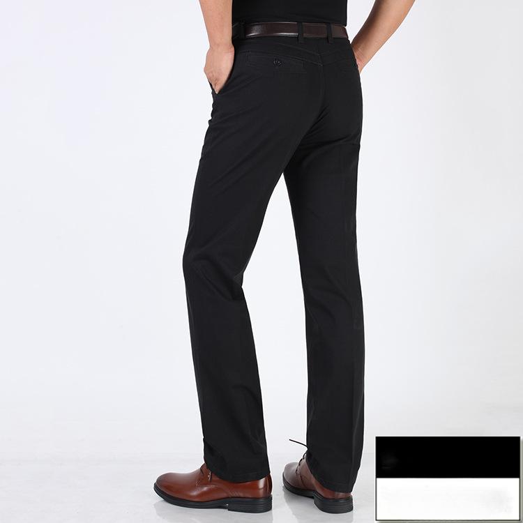 Pantaloni Casual in Cotone da Uomo di Mezza Età e Anziani Sezione Sottile Estiva Dritti Larghi Vita Alta Pantaloni da Padre Caricati Pantaloni da Uomo di Mezza Età
