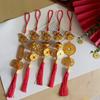 Chinese New Year Gold Color Plastic Horse Pendant Long Red Tassel Ornaments For Car Home Decor Lucky Charm Hanging Decoration