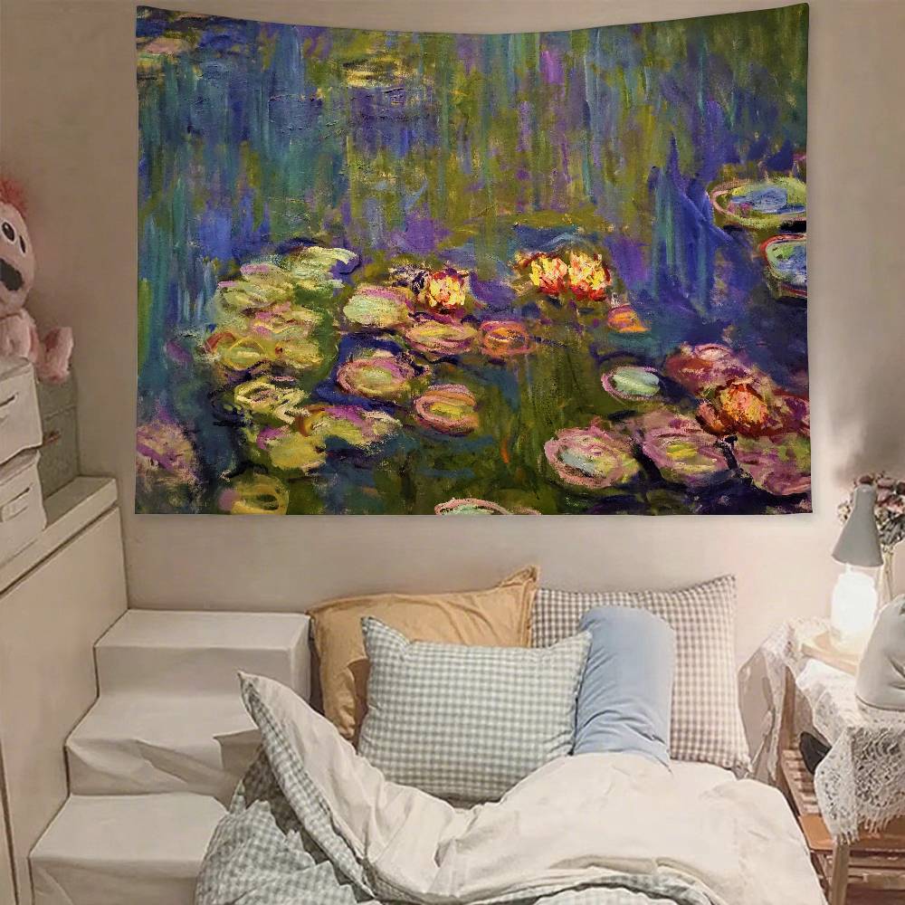 Claude Monet Tapestry Wall Hanging Tapestry Art Deco Blanket Curtain Hanging At Home Bedroom Living Room Decor