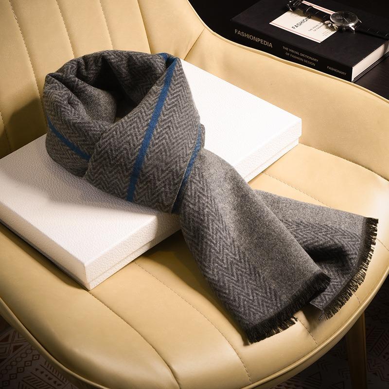 Plaid Containing Wool Men's Scarves, New High-end Imitation Cashmere Scarves, Boyfriend Gifts for Boyfriend In Winter