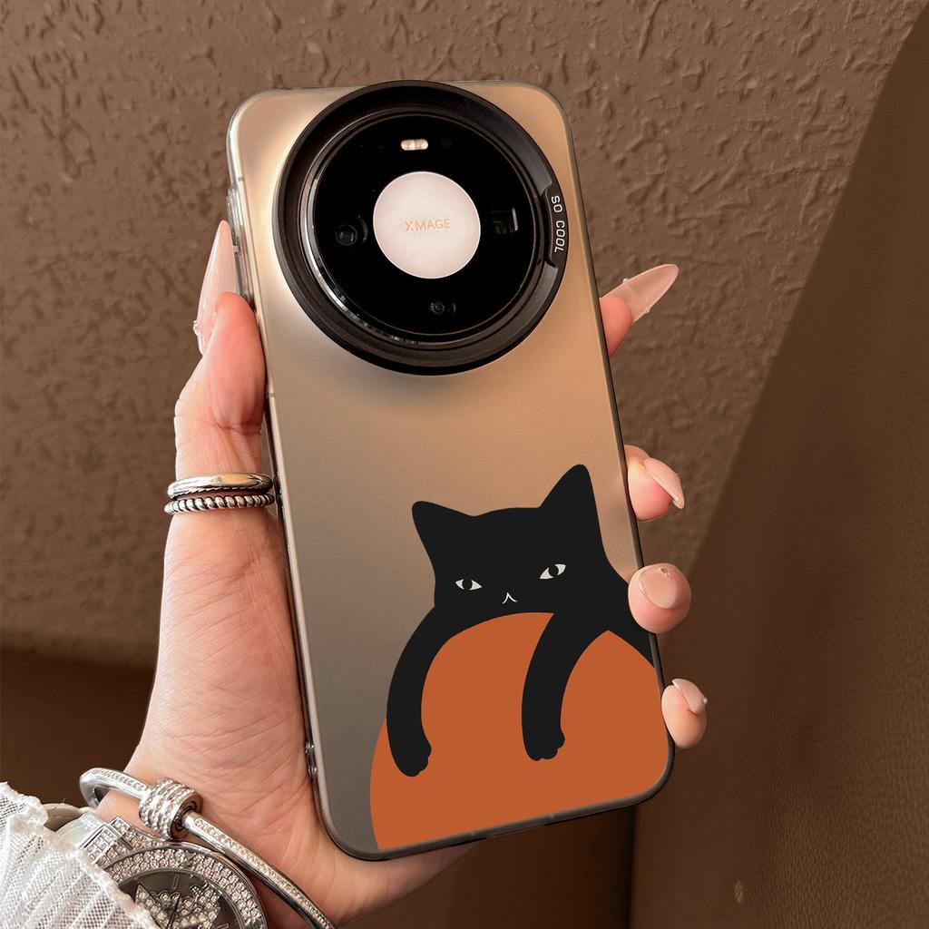 Orange black cat is suitable for Huawei mate80 mobile phone case mate80promax new mate70 all-inclusive anti-defense