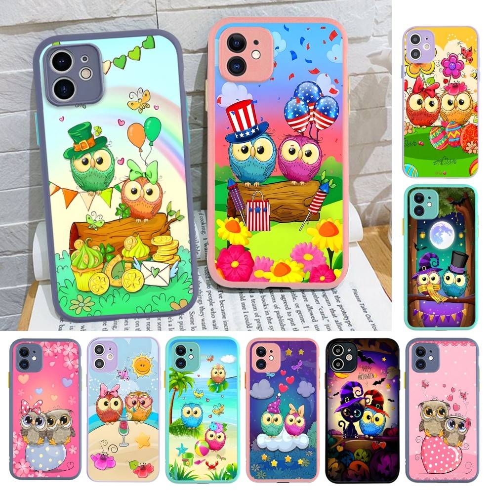 Cartoon Cute Owl For Silicone Matte Phone Case For IPhone 16 Pro Max 15 14 13 12 11 X XS MAX