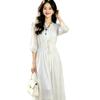 Embroidered chiffon dress for women's summer 2026 new waist small temperament seven-quarter sleeve medium and long dress