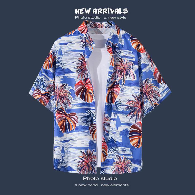 Hot-selling Couple Flower Shirt South East Asia Style Hawaiian Beach Wear Loose Casual Jacket Spot
