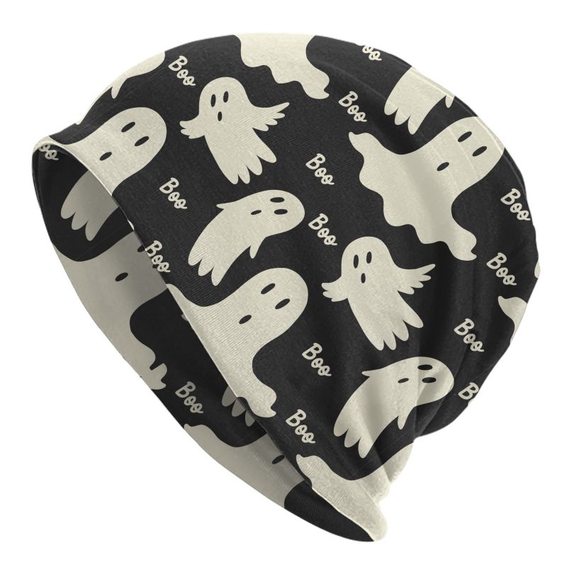 

Halloween Ghost Boo Skullies Beanies Caps Women Men Warm Bonnet Cap Adults Knit Hat Headwear Slouchy Scarf Skullies Beanies