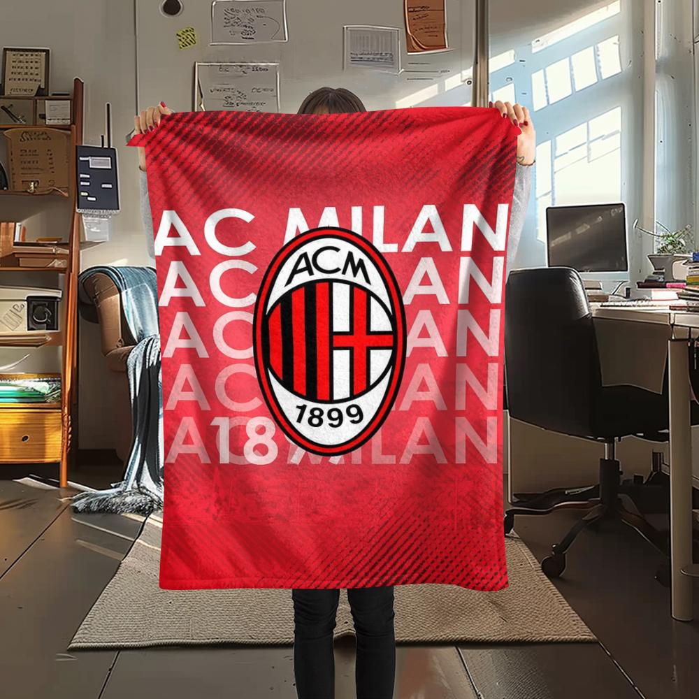 1pc AC Milan Print Flannel Blanket, High quality Comfortable for All Seasons, Home Decor, Warmth and Comfort, Perfect for Christmas Gifts05