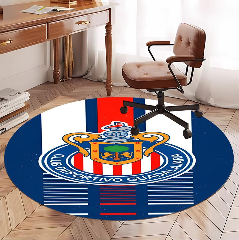 Club Deportivo Guadalajara Muster Runder Teppich, Innen-/Außenmatte, für Picknick, Spielzimmer, Schlafzimmer, Büro, Wohnzimmer, Heimdeko Teppich, Geburtstagsgeschenk