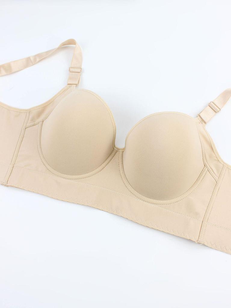 Nahtloser Bügel-Push-up-Form-Sport-BH mit tiefem V-Rücken