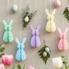 5Pcs Easter Honeycomb Decoration Easter Bunny 3D Paper Honeycomb Party Decorations DIY Table Centerpieces Ornament Party Hanging