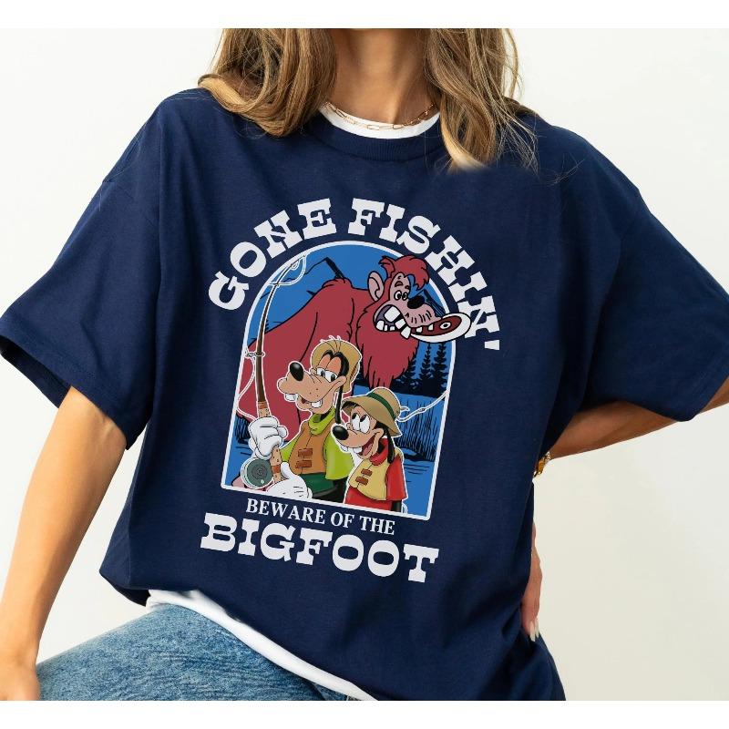 

Retro Goofy Max Goof Shirt Gone Fishin Beware of The Bigfoot Tshirt A Goofy Movie Tee Family Vacation TripFishing Life S