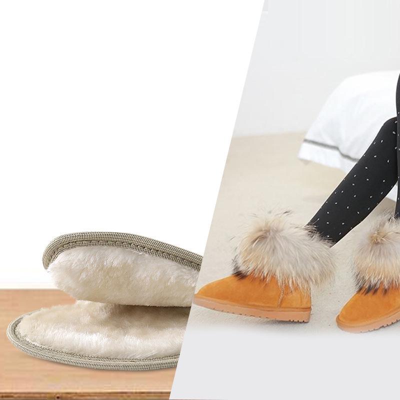 Unisex Plush Warm Bamboo Charcoal Fleece Faux Fur Insoles for Casual Shoes