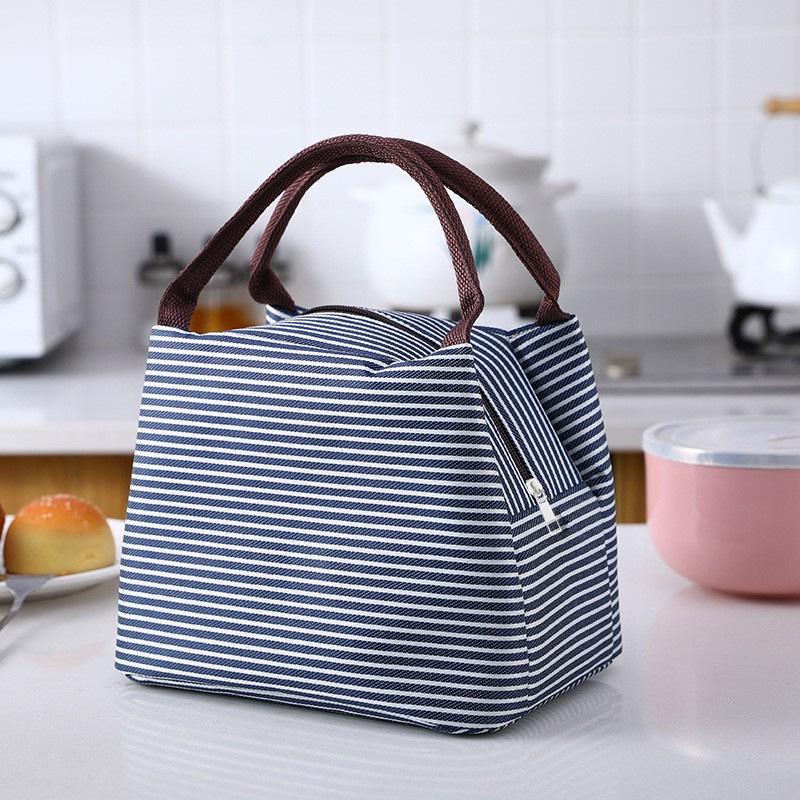 Insulated Oxford Cloth Striped Lunch and Picnic Bag - Large, Waterproof, B Style Ice Bag