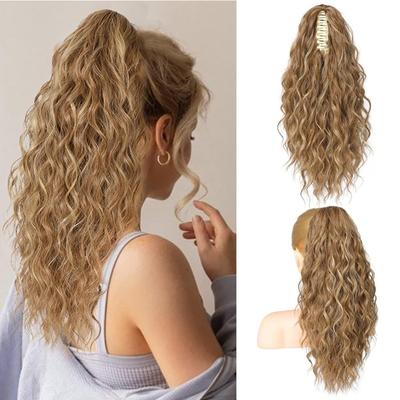 18 Inch Synthetic Wavy Curly Ponytail Extension Claw Clip On Hair Piece For Women Natural Fake Hairpiece Horsetail Wig Wave Grip Ponytail