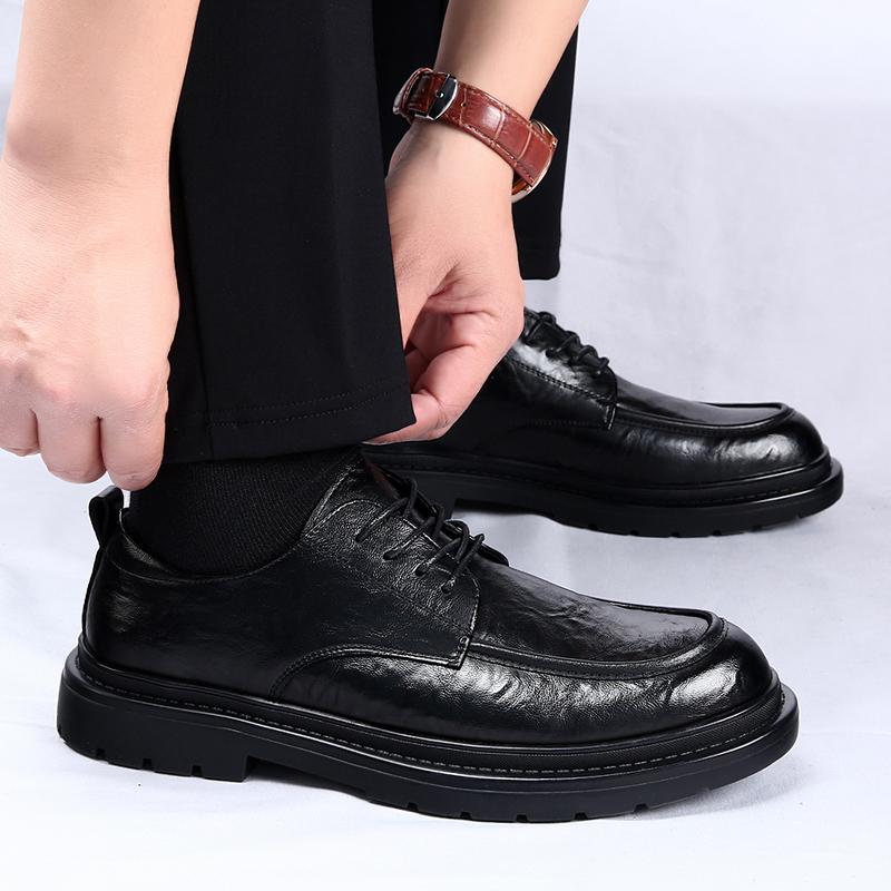 Fashion Leather Men Casual Shoes Lace Up Oxfords Classic Business Shoes Spring Autumn Shoe Retro Style Male Formal Dress Shoes Footwear