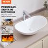 VEVOR Oval Vessel Sink, 23.3" x 14.2" Bathroom Vessel Sink Bowl Countertop, White Ceramic Bathroom Sinks Above Counter