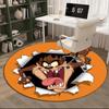 Tazmanian Dog Breaks Through Round Carpet Chair Cushion Round Entryway Rug, Soft Round Rugs for Living Room, Bedroom, Circle Carpet Decor Gifts