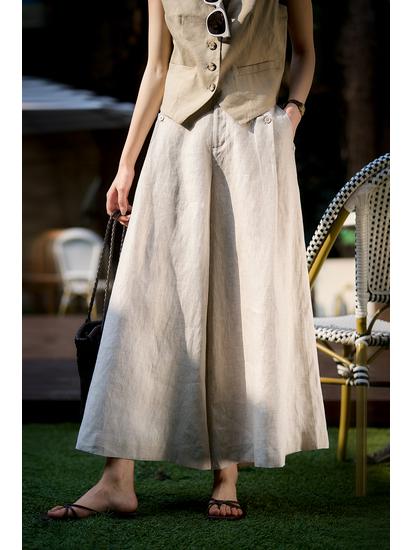 Women's Spring Summer Loose Linen Wide-Leg Pants - Slimming, Breathable, Casual Style