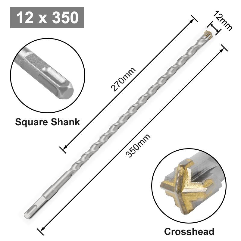 Cross Bit Four-Blade Electric Hammer Bit Carbide Impact Drill Concrete Reinforcement Square Shank Round Shank Five-Pit Shank