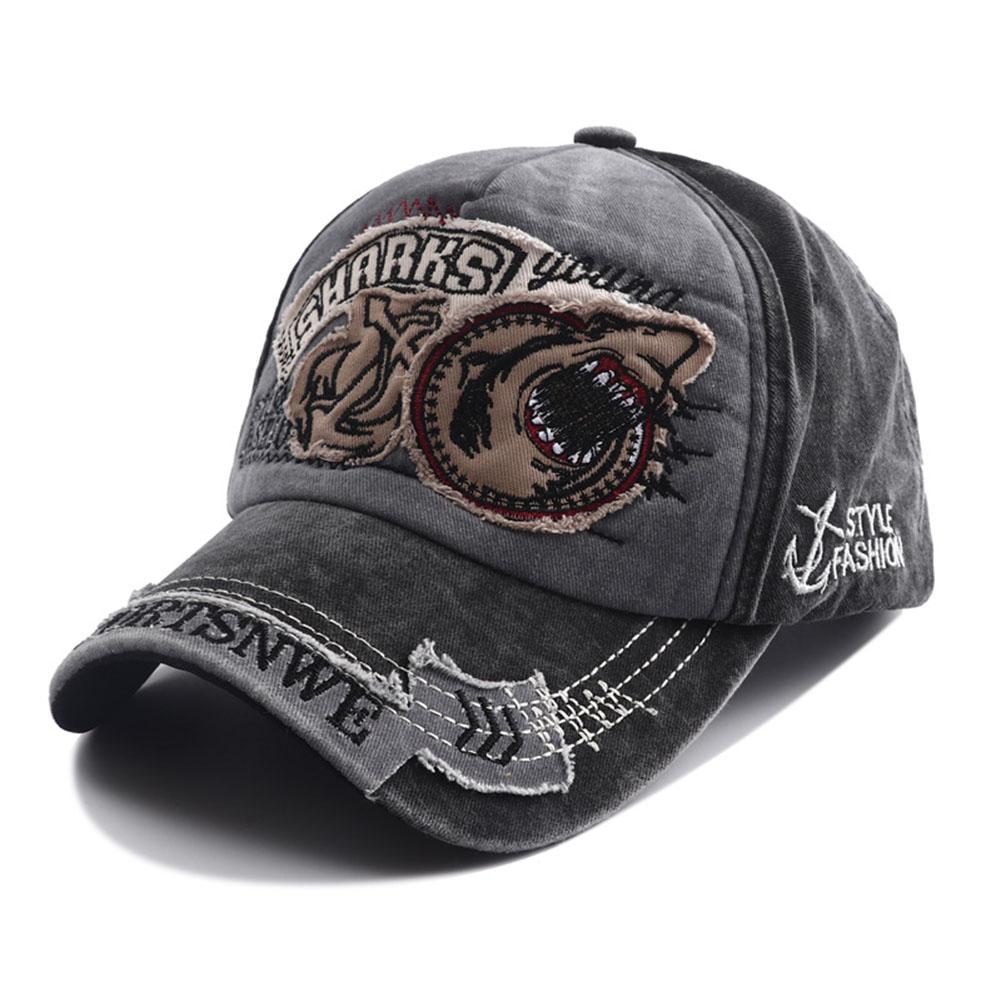 New Designer Vintage Shark Hat Embroidery Snapback Baseball Cap Casquette Homme Hip Hop Casual Visor Hats For Women Men