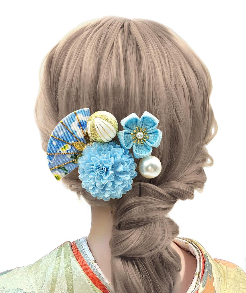 JZOON Handmade Hair Cherry Blossom and Chrysanthemum 8 with Perfect for and Japanese Perfect for Fireworks Bon Odori and H1122 Tsumami-zaiku Ornament,