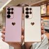 Luxury Plating Case For Samsung Galaxy A55 A53 A54 5G S23 S24 FE S25 S24 Ultra Side Love Heart Pattern Silicone Soft Phone Cover