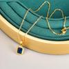 Trendy L182 Blue-Green-Purple Gemstone Necklace for Women - 18K Gold-Plated Stainless Steel Hip Hop Clavicle Chain