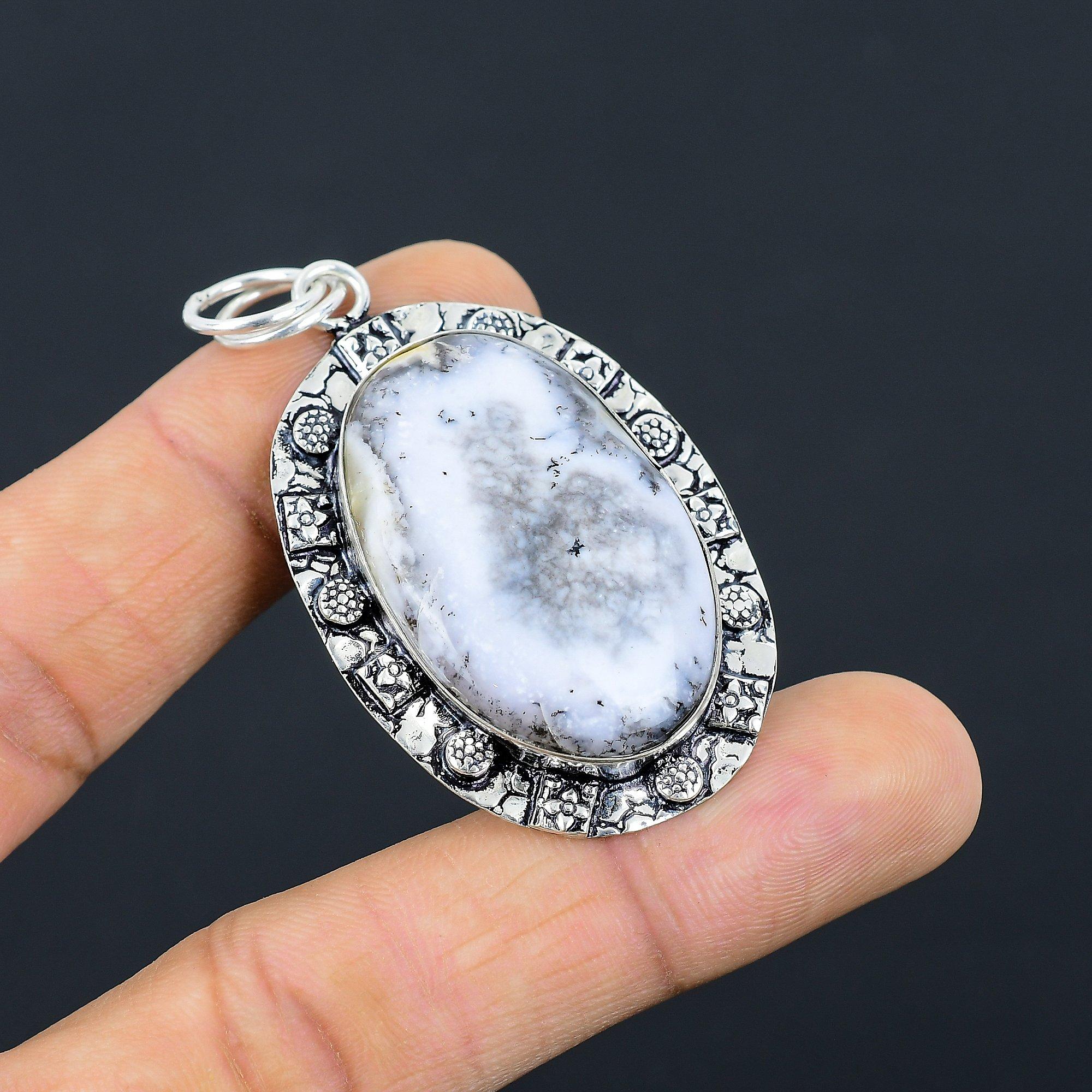 

Womens day Sale Natural Dendrite Opal Sister Boho Bezel New Pendant 925 Silver