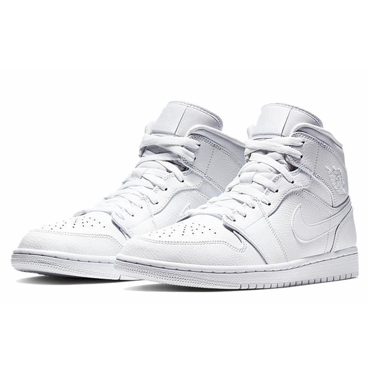 New JORDAN 1 Mid Triple White 2019 554724-129