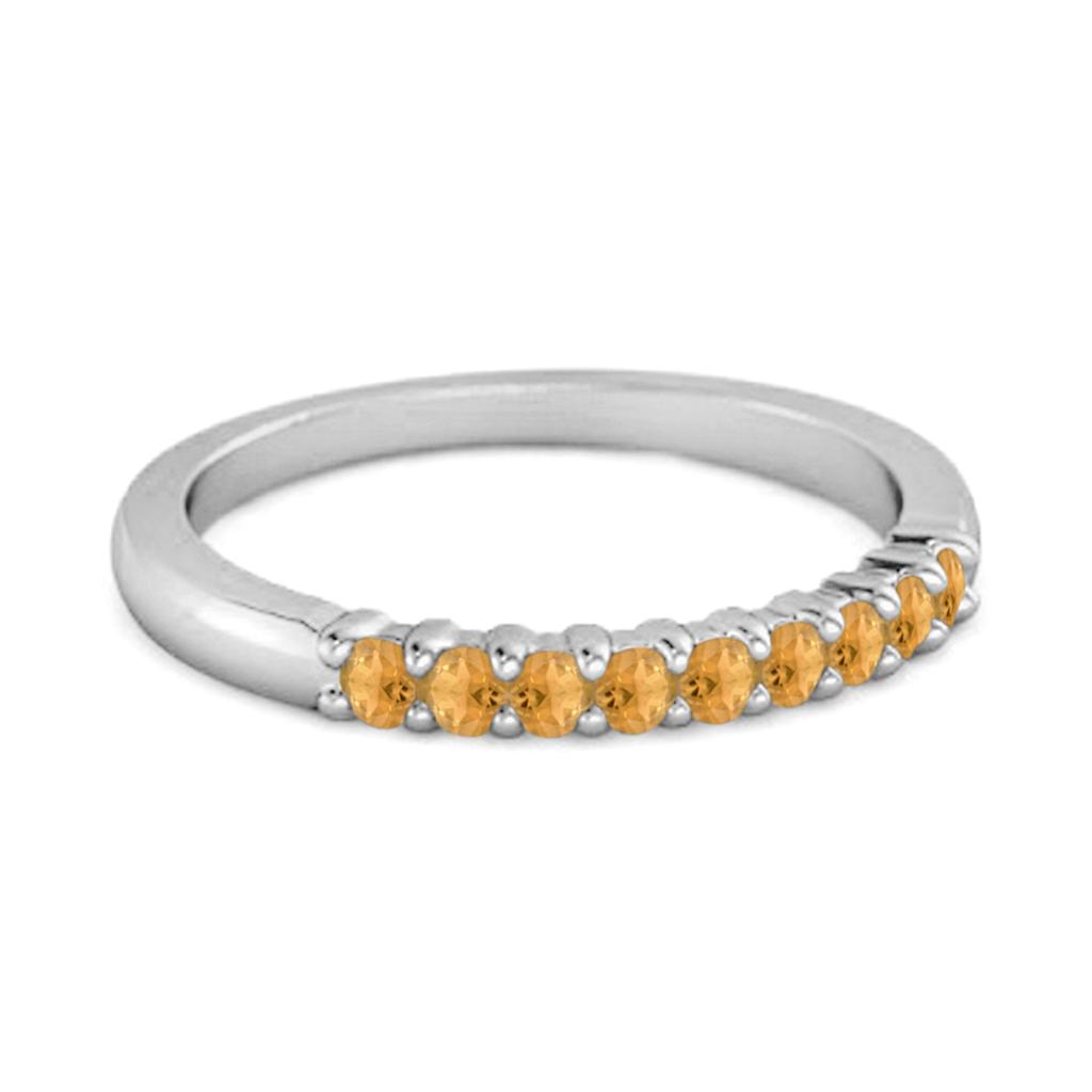 Citrine Eternity Delicate Stackable Band Ring- 925 Sterling Silver